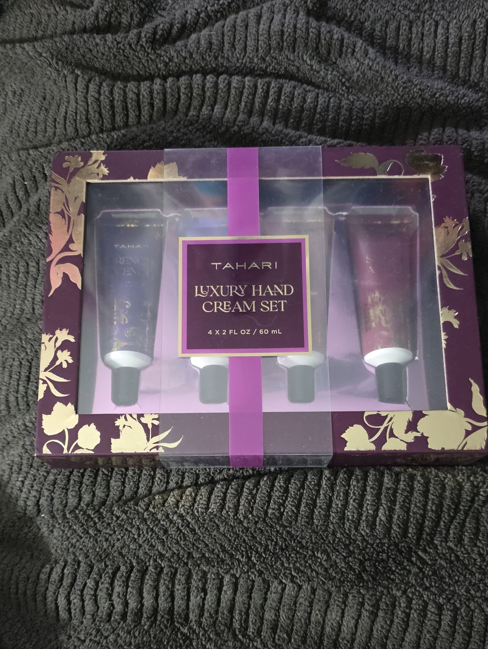 Tahari Luxury Hand Cream Set - Deep Purple & Gold Accents